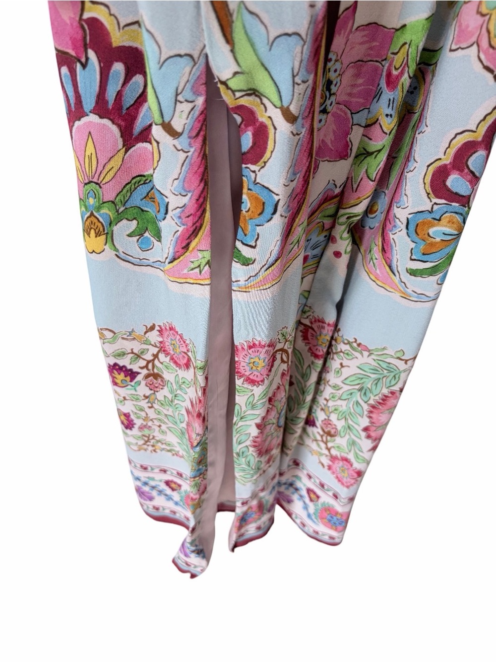 Zara Blush Pink Open Floral Belted Kimono Robe Duster size XS Side Slits - Picture 3 of 11